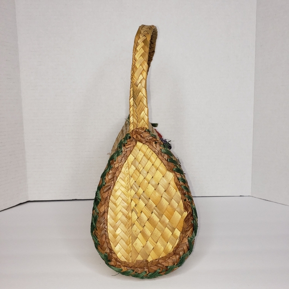 VINTAGE FLORAL WICKER PURSE TOP HANDLE HANDBAG - Picture 4 of 10